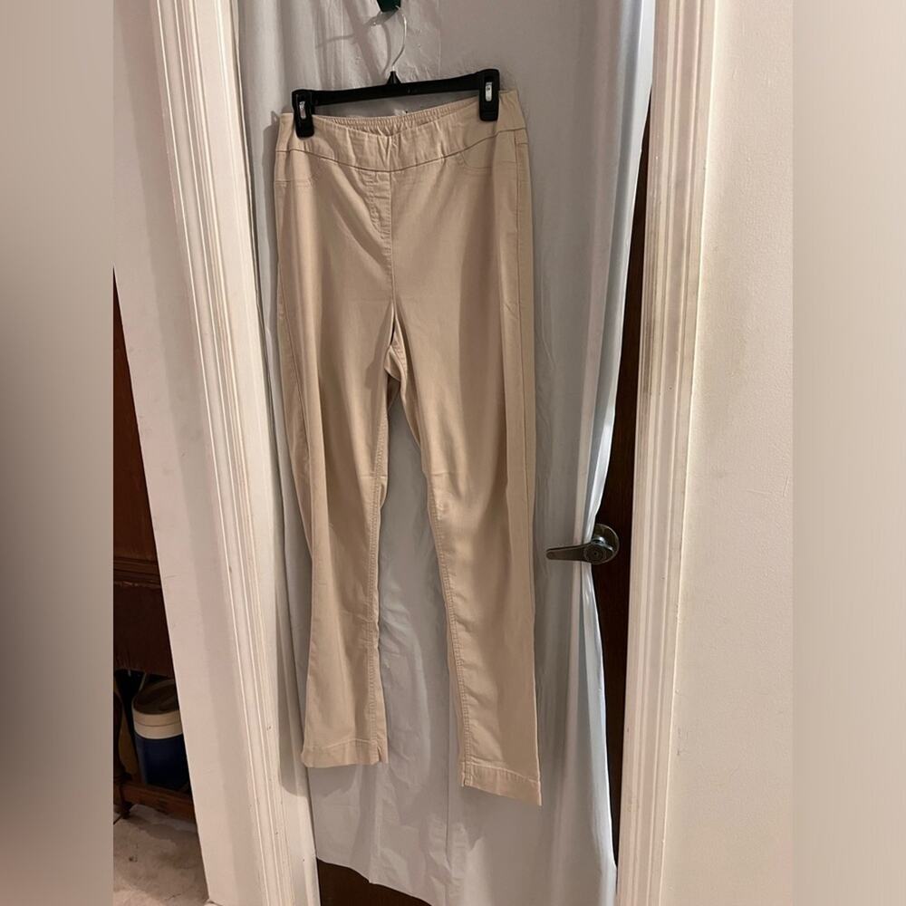 Soft surroundings tan high rise skinny stretch pull on pants size tall small